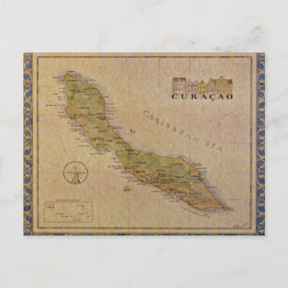 vykort Karta i Curacao