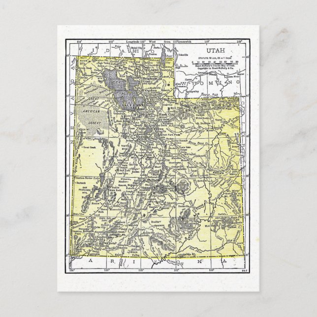 vykort: Karta i Utah, 1921 Vykort (Framsida)