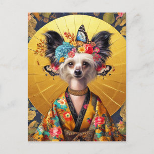 Vykort - Kinesisk nakenhund i kimono