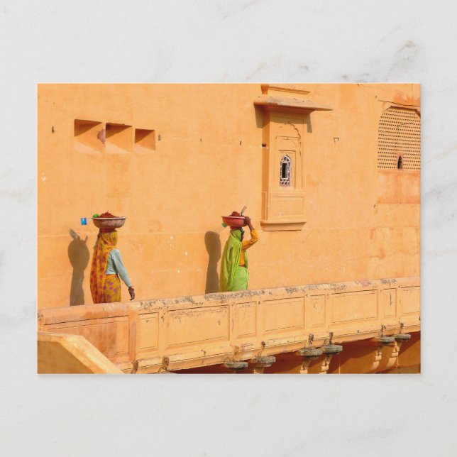 vykort Kvinnor i Sari Clothing, Indien (Framsida)