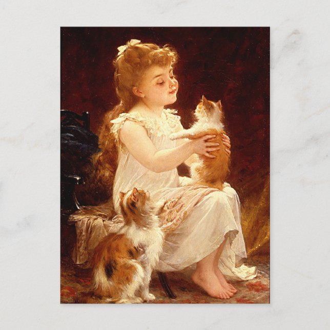 Vykort: Lek med kattungen Vykort (Framsida)