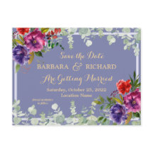 Vykort Lila Blommig Akvarell Save the Date