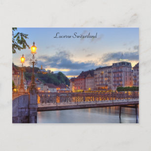 vykort Luzern Schweiz Reuss River Old Town