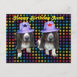 Vykort Lycklig Moster Birthday Basset