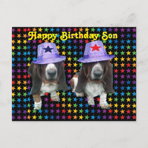 vykort Lycklig Son Birthday Basset