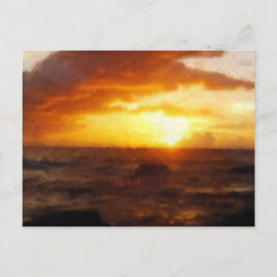 Vykort ~ Målarfärg på Gorgous Sunset över Ocean