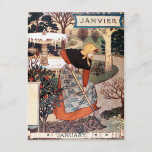 vykort: Månad i januari - Janvier Vykort