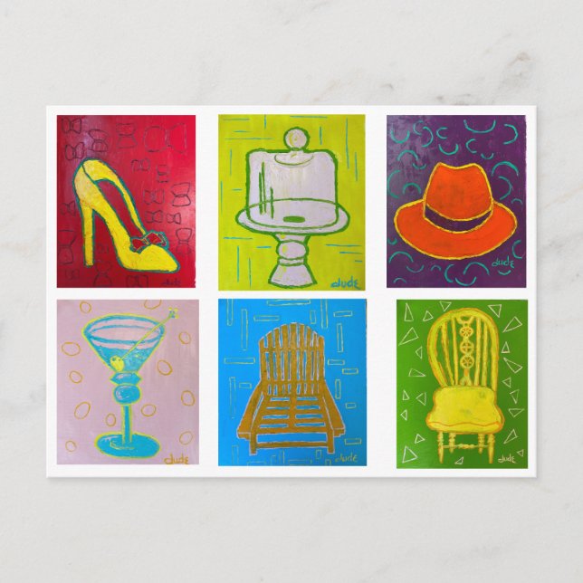 Vykort med 6 originala oljemålningar (Framsida)