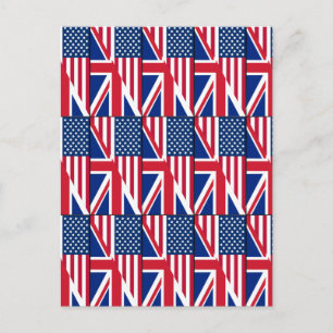 Vykort med amerikansk och brittisk flagga för dubb
