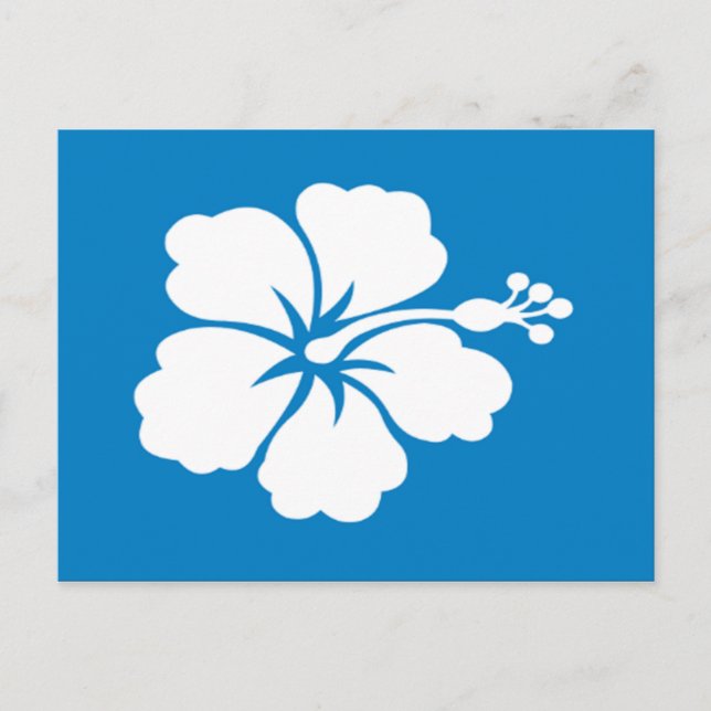 Vykort med blåvit hibiscus (Framsida)
