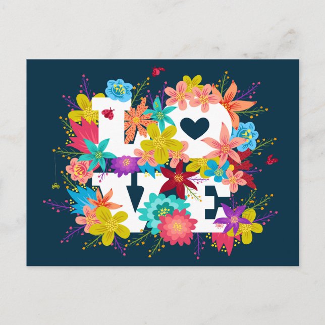 Vykort med blommor och johannesbröd (Framsida)