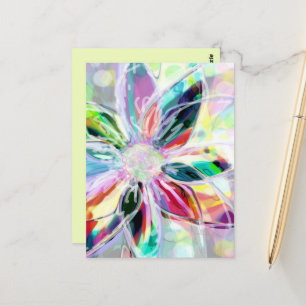 Vykort med Bright Abstrakt Blommigt Art