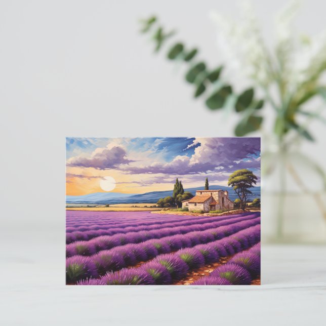 Vykort med charmerande lavender Provence Frankrike (Stående Fram)