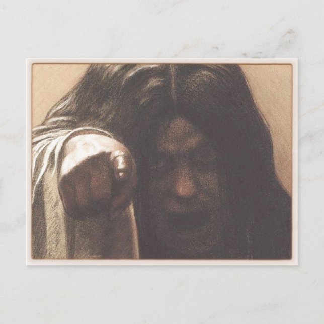 vykort med Creepy Girl Pointing Finger (Framsida)