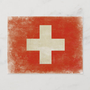 vykort med Distress Schweiz Flagga