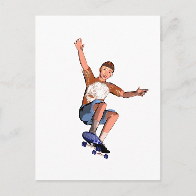 vykort med en illustration av skridskor (Framsida)