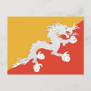 vykort med Flagga av Bhutan