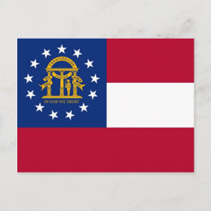 Vykort med Flagga av Georgia State - USA
