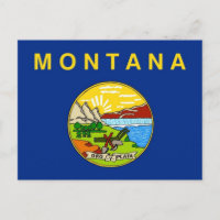 Vykort med Flagga av Montana State - USA