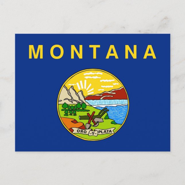 Vykort med Flagga av Montana State - USA (Framsida)