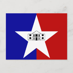 vykort med Flagga av San Antonio City, Texas, USA