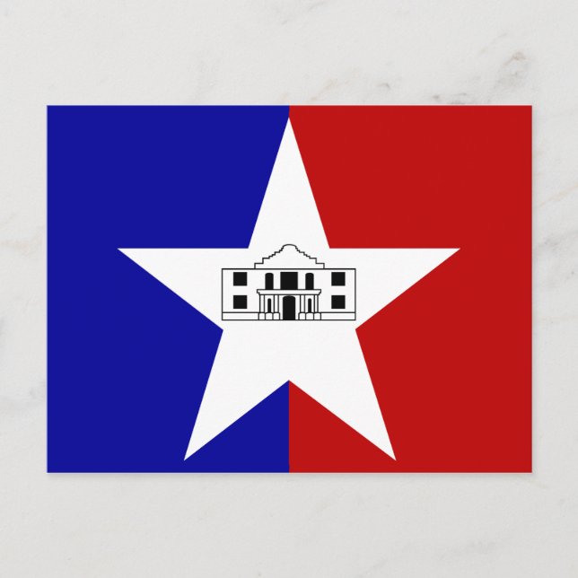 vykort med Flagga av San Antonio City, Texas, USA (Framsida)