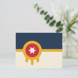 vykort med Flagga av Tulsa, Oklahoma