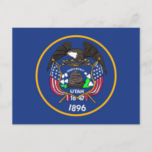 vykort med Flagga av Utah State - USA