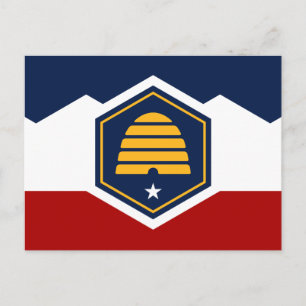 vykort med Flagga av Utah, USA
