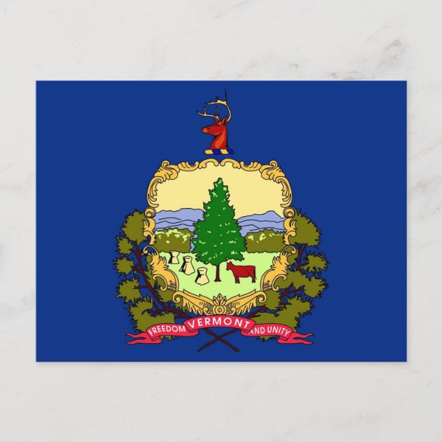 vykort med Flagga av Vermont State - USA (Framsida)