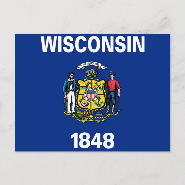 vykort med Flagga av Wisconsin State - USA (Framsida)