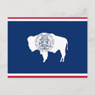 vykort med Flagga av Wyoming State - USA