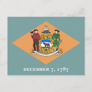 Vykort med Flagga Delaware State - USA
