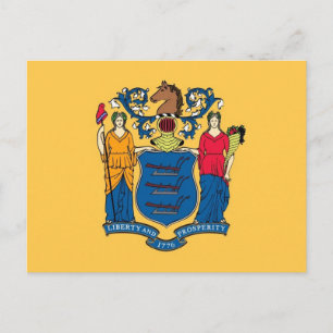 Vykort med Flagga i New jersey-staten - USA
