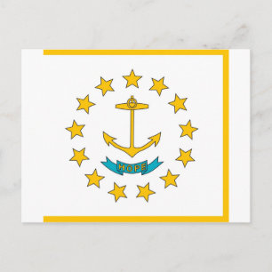 Vykort med Flagga i Rhode island-staten - USA
