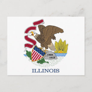 Vykort med Flagga Illinois State - USA