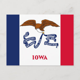 Vykort med Flagga Iowa State - USA