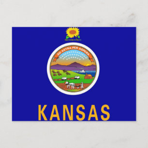 vykort med Flagga Kansas State - USA