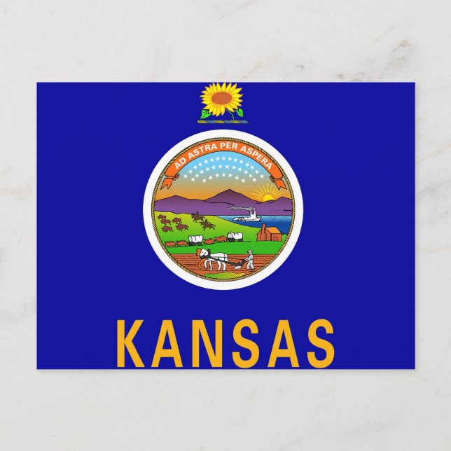 vykort med Flagga Kansas State - USA (Framsida)