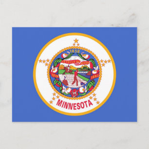 Vykort med Flagga Minnesota State - USA