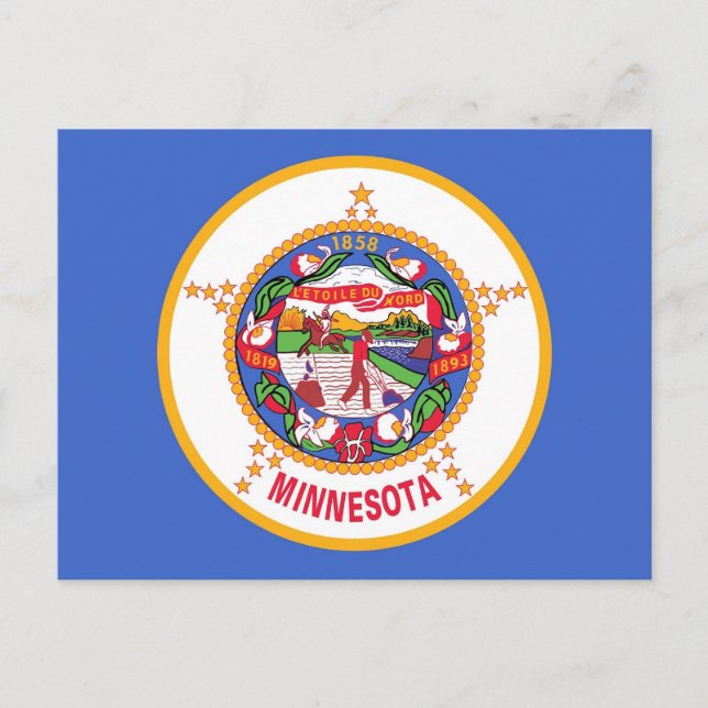 Vykort med Flagga Minnesota State - USA (Framsida)