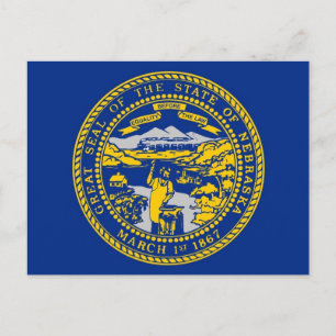vykort med Flagga Nebraska State - USA
