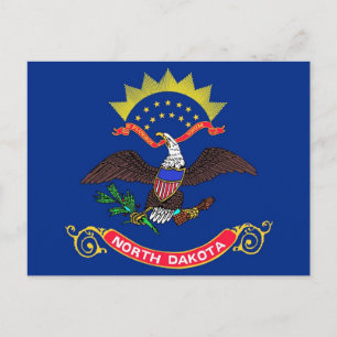 Vykort med Flagga North Dakota State - USA