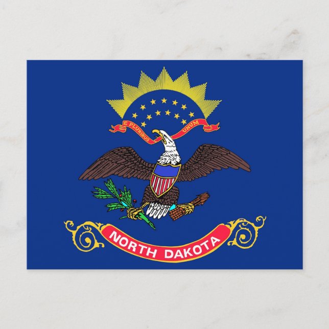 Vykort med Flagga North Dakota State - USA (Framsida)