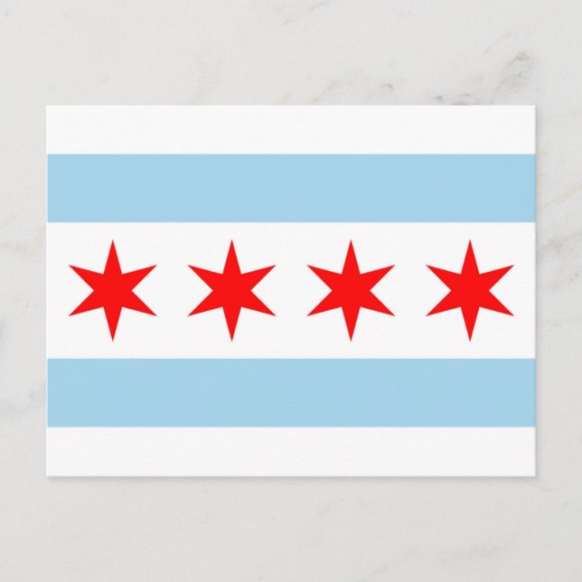 vykort med Flagga of Chicago, Illinois State, USA (Framsida)