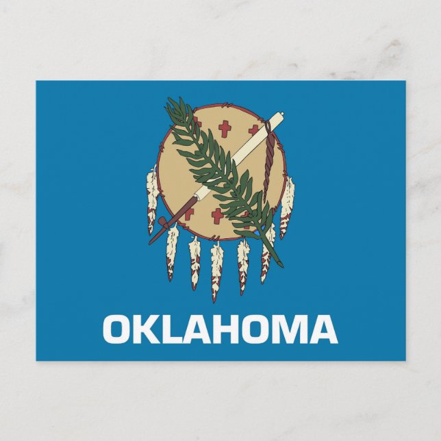 Vykort med Flagga Oklahoma State - USA (Framsida)