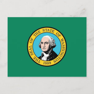 Vykort med Flagga Wasington State - USA