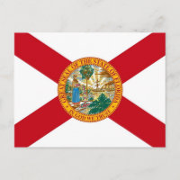 Vykort med flaggan för delstaten Florida - USA