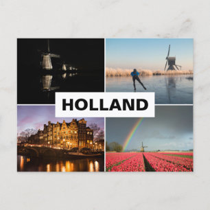 Vykort med fyra foto-Holland-kollage