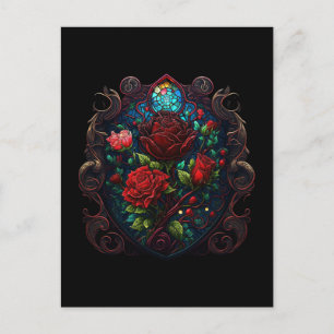 Vykort med gotin Inspired Heart och Flowers